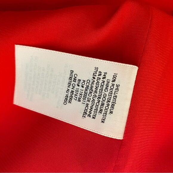 Alice and Olivia Callie Sleeveless Asymmetric Overlay A-line Dress Cherry Red 4 - Picture 7 of 7